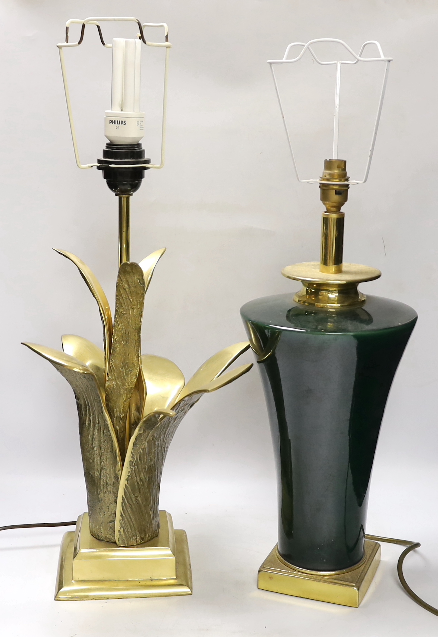 A contemporary bronze ‘Lily’ table lamp and one other